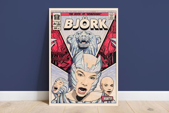 Discover Bjork - Hunter Vintage Comic Cover Art Print Poster