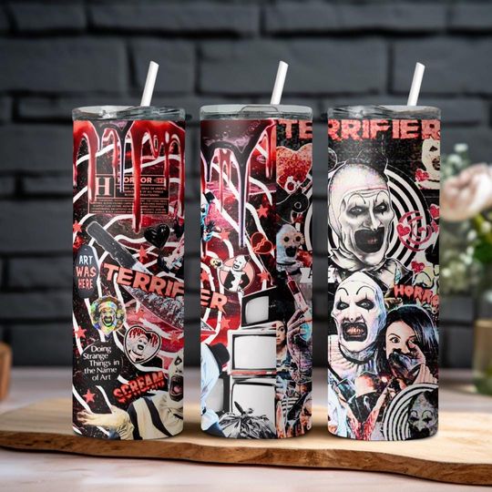 Discover Terrifier movie 20oz Tumbler with Lid And Straw