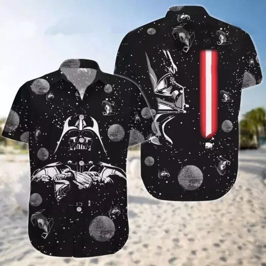 Discover Darthh Vaderr With Light Saber Galaxy's Edge Hawaiian Shirt