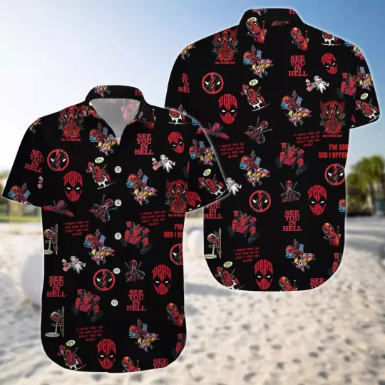 Discover Deadpool See You In Hell Superhero Man Gift For Fans Hawaiian Shirt