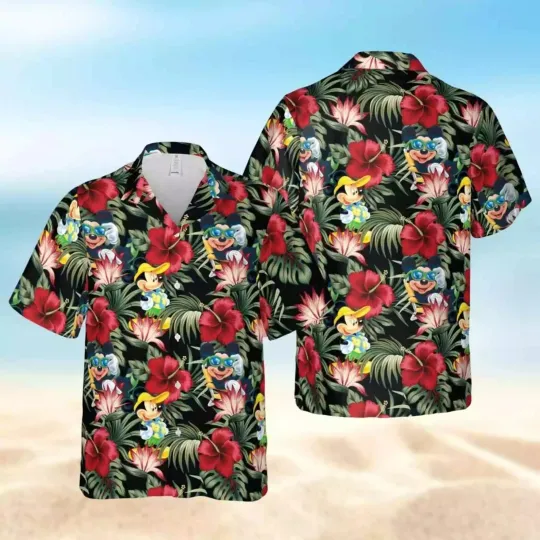 Discover Cute Mickeyy mouse Tropical Hibiscus Flowers Aloha Summer Vibes Hawaiian Shirt