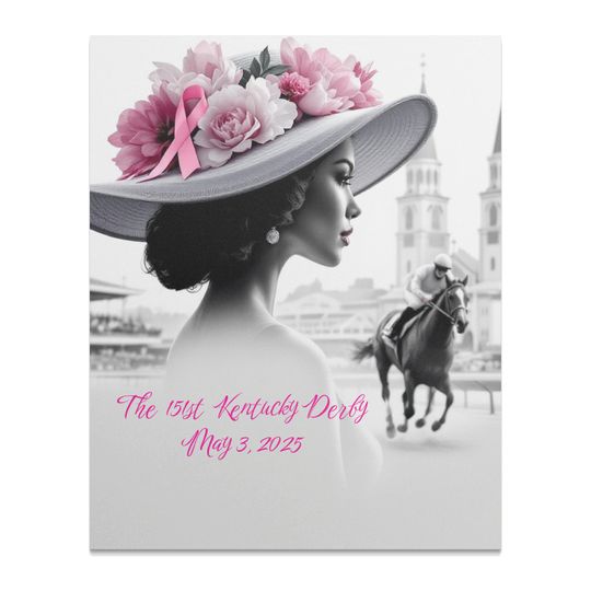 Discover Kentucky Derby 2025 Poster, Horse Racing Poster, Elegant Hat Lady with Flowers