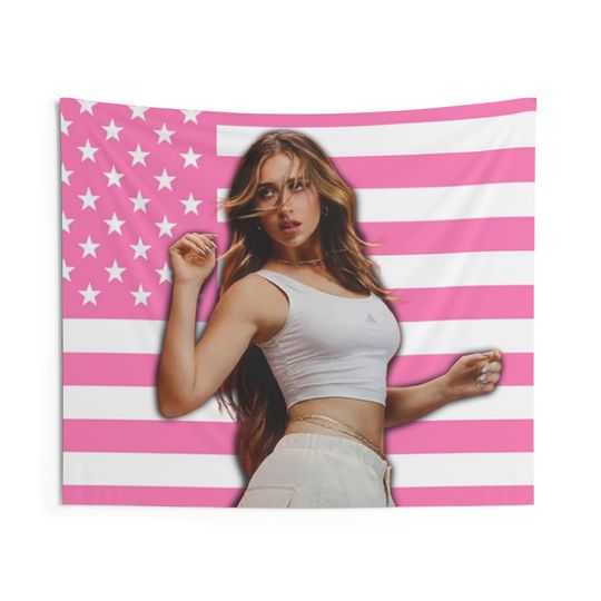 Discover Tate McRae Pink American Flag Tapestry, Concert Room Decor