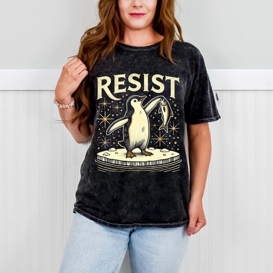 Discover Resist Penguin Activism Washed Shirt , Penguin Resist Shirt Washed, Resist Penguin