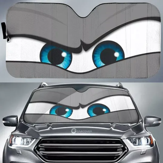 Discover Disneyyy Car Sun Shade, Gray Angry Car Eyes Sun Shade Custom Funny Car Accessories