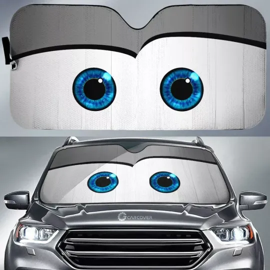 Discover Disneyyy Car Sun Shade, Gray Cute Car Eyes Sun Shade Custom Funny Car Accessories