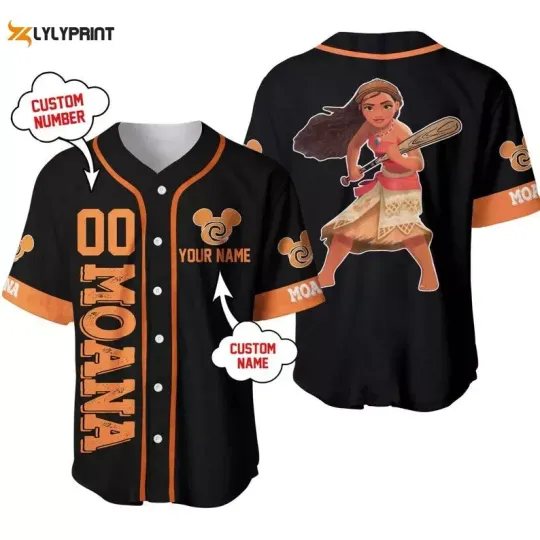 Discover Personalized moanaa Disneyyy Playing Baseball All Over Print Baseball Jersey