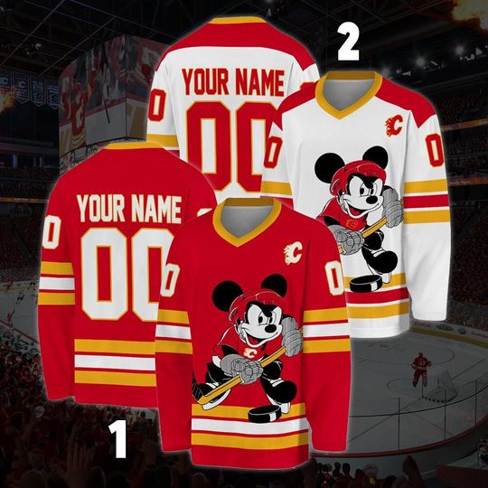 Discover Personalized Calgary Flames Mickeyy mouse Hockey Jersey, Disneyyy Jersey