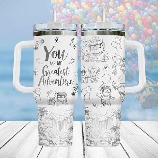 Discover Disneyyy Up Movie Stainless Steel Tumbler, Carl And Ellie Couple Tumbler