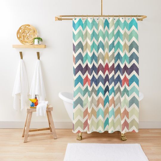 Discover Watercolor Chevron Pattern Shower Curtain