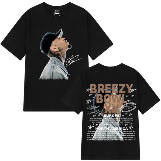 Discover Rapper Chris Brown Breezy Bowl XX Tour 2025 T-shirt