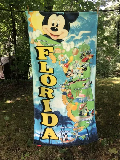 Discover Vintage Disneyyy Mickeyy Florida Beach Towel