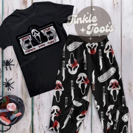 Discover What's Your Favorite Scary Movie Halloween Pajamas Set, Character Horror Movie Pajamas Set