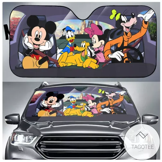 Discover Disneyyy Car Sun Shade Mickeyy And Friends Windshield Sun Shade