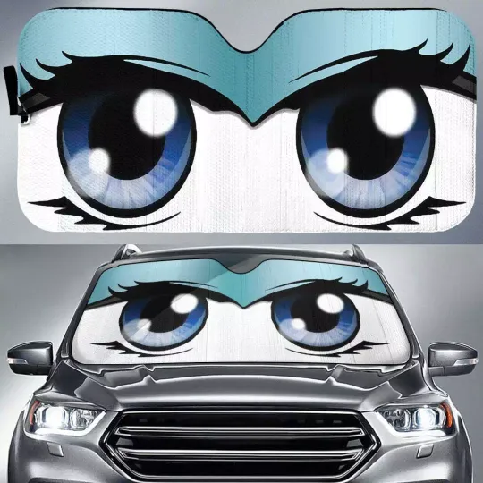 Discover Big Anime Girl Eyes Car Sunshade Custom Car Accessories