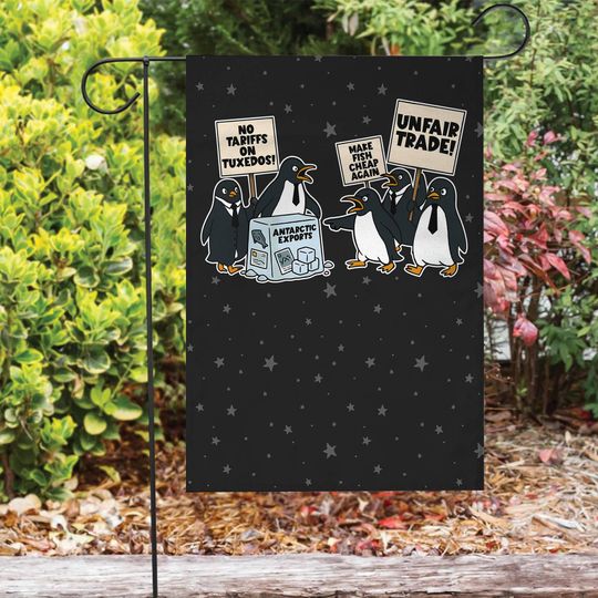 Discover Penguins Against Tariffs Resist Garden Flag, FDT Anti Trump Inflation Garden Flag