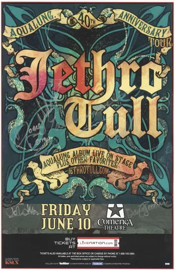 Discover Jethro Tull 2011 tour signed x5 limited edition autographed GIG poster w/JSA