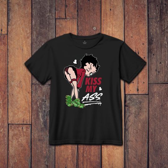 Discover Betty Boop Kiss My Ass T-Shirt | Sassy Cartoon Graphic Tee | Streetwear Fashion