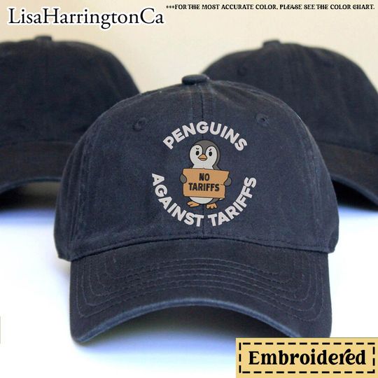 Discover Embroidered Flippers Up Hat, Resist Penguin Hat, Penguins Against Tariffs