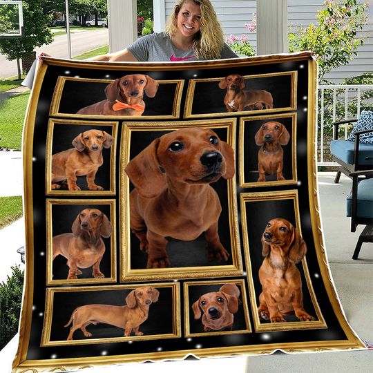 Discover Custon Photo Dachshund Doxie Wiener Dog Funny Dog Lover Gift Plush Fleece Blanket