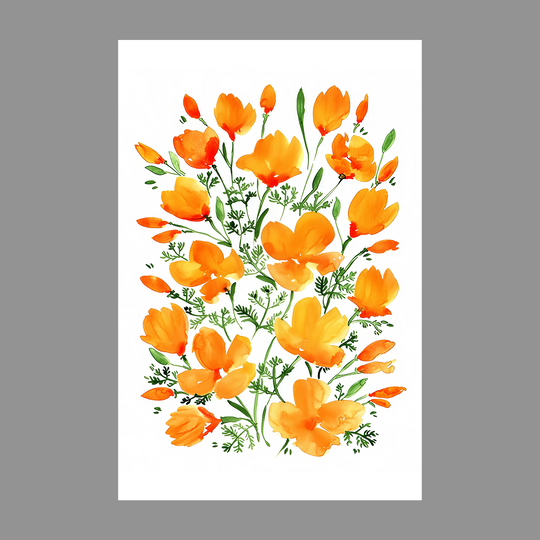 Discover Watercolor California poppies
