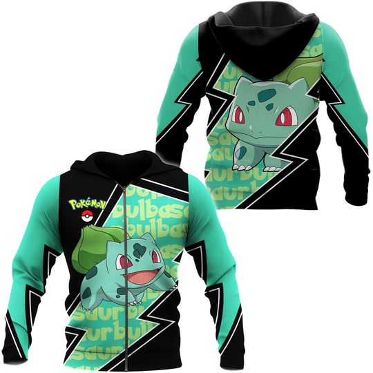 Discover PKM Bulbasaur Hoodie, 3D Zip Hoodie