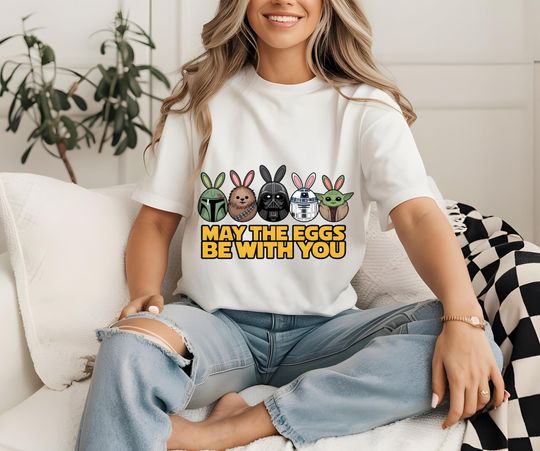 Discover May The Eggs Be With You Shirt, Funny Starr Warss Easter T-Shirt, Bunny Galaxy Wars