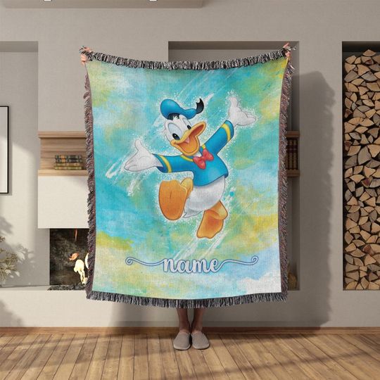 Discover Custom Name Donald Duckk Woven Blanket, Home Decor Gifts