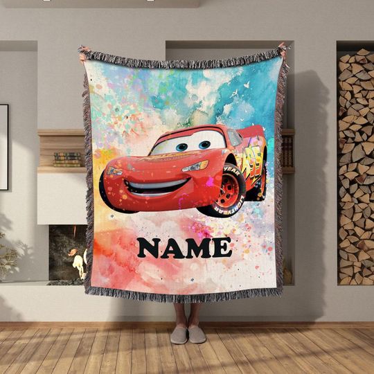 Discover Custom Name Lightning carss Woven Blanket, Home Decor Gifts