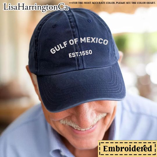 Discover Embroidered Vintage Gulf of Mexico Salty Resistance Hat