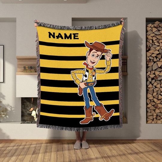 Discover Personalized Name toy stories Woodyy Woven Blanket, Home Decor Gifts