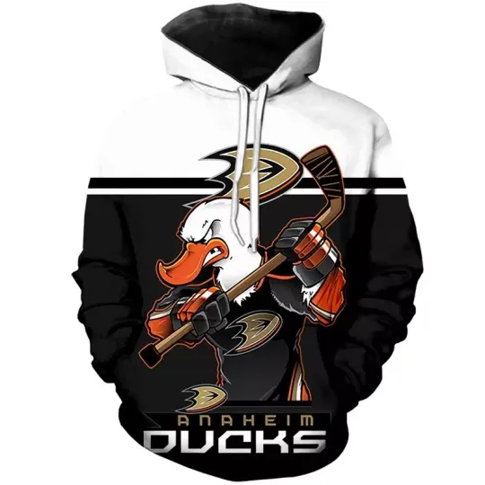 Discover Anaheim Ducks Hoodie Mascot Hockey Team Pullover Hooded Christmas Gift For Men