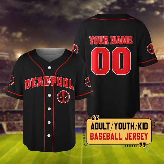 Discover Personalized Deadpooll Black Red Baseball Jersey, Custom Wolverine And Deadpooll