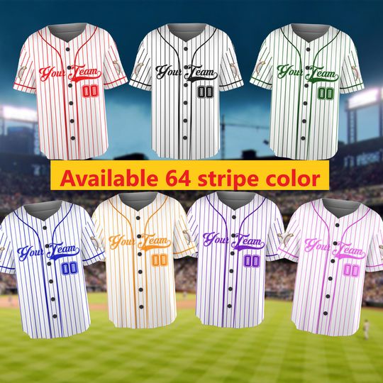 Discover Personalized Disneyyy Stripe Line Color Baseball Team Jersey, Custom Name Baseball Jersey