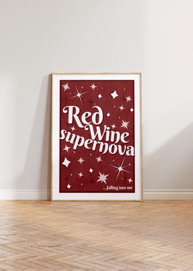 Discover Red Wine Supernova | Chappell Inspired Lyrics, Retro, Lesbian, LGBT Wall Poster