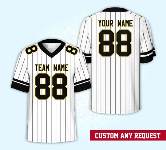 Discover Personalized Pinstripe Football Team Jersey, Custom Name Number College Football Jersey