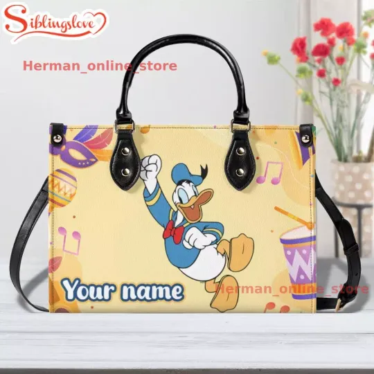 Discover Custom Name DonaId Duckk Dancing Leather Handbag