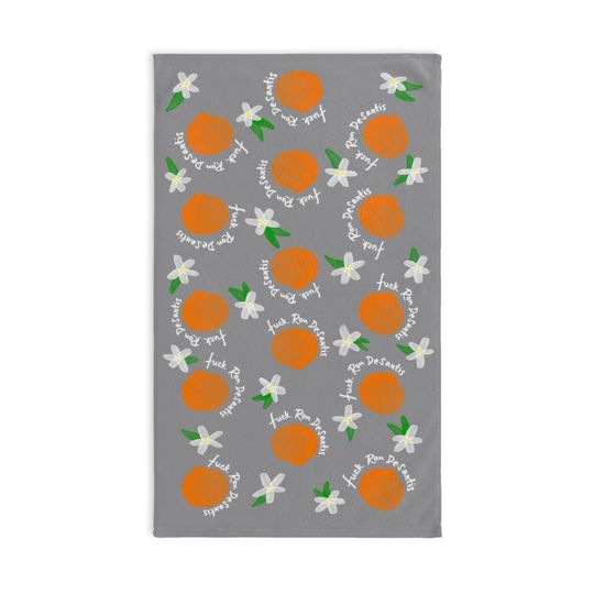 Discover Slightly Subtle Florida Citrus Orange on Grey Hand Towel