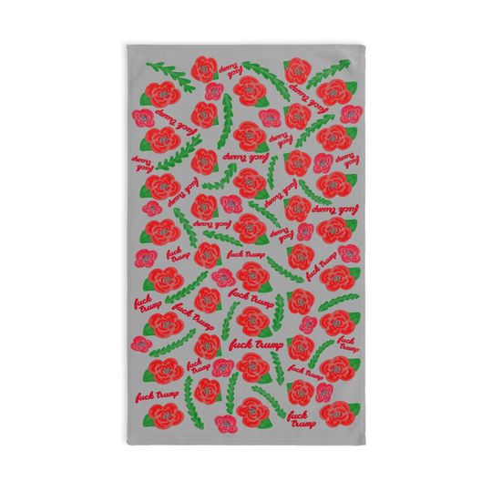 Discover Subtle Red Poppies on Grey Hand Towel Trump Gift
