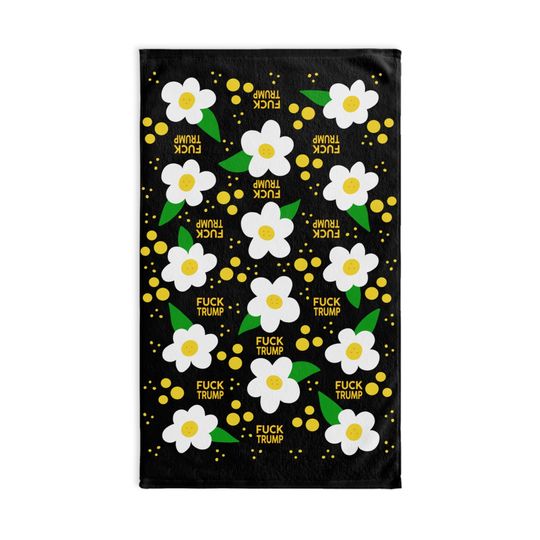 Discover Subtle Daisy on Black Hand Towel Trump Gift