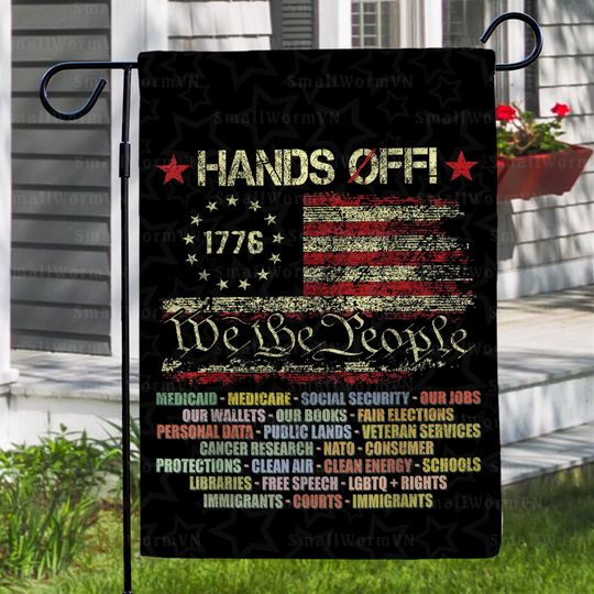 Discover Hands Off Social Security Protest Resist Save Democracy Flag
