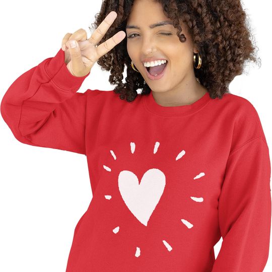 Discover Heart Sweatshirt | Hand Drawn Heart Valentine's Day Sweatshirt