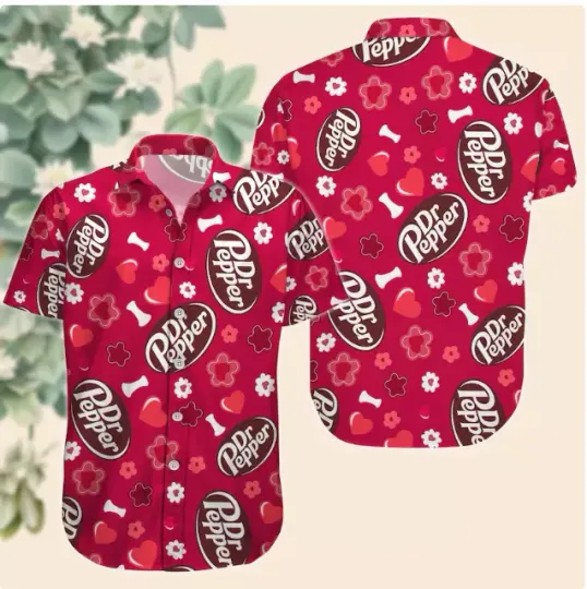 Discover Dr Pepper Button 3D HAWAII SHIRT