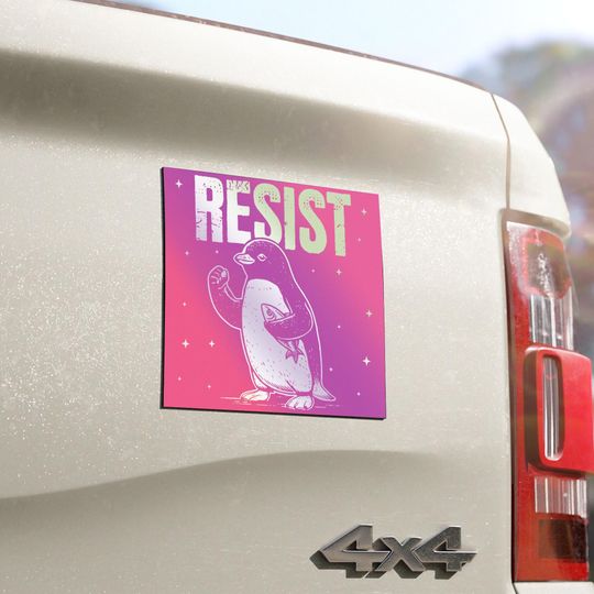 Discover Penguins Against Tariffs Car Magnet/Bumper Sticker, Subtle Anti-Trump Bumper Sticker or Magnet, Penguin Protest Car Decal Gift