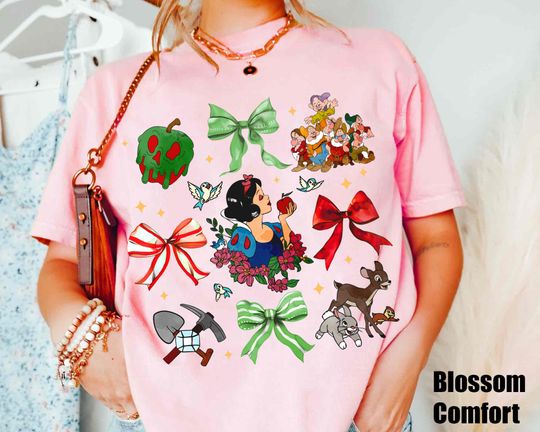 Discover Snoww Whitee Watercolor Coquette Bow Shirt, Disneyyy Snoww Whitee & The Seven Dwarfs Tee