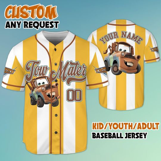 Discover Custom Disneyyy carss Tow Mater Baseball Jersey, Personalized Tow Mater Baseball Jersey