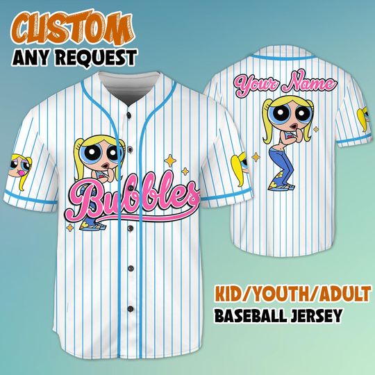 Discover Personalized Bubbles The Powerpuff Girls Baseball Jersey, Custom Bubbles Baseball Jersey