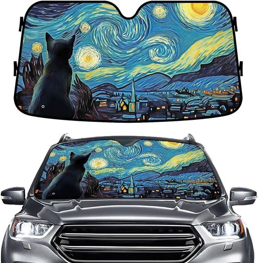Discover Cat Starry Night Windshield Sun Shade
