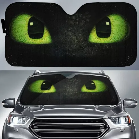 Discover Toothless Dragon Eyes Car Sunshade - Night Fury Windshield Cover, UV Protection