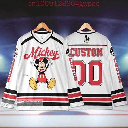 Discover Personalize Disneyyy Mickeyy Vintage Hockey Jersey, Gifts for Him, Her